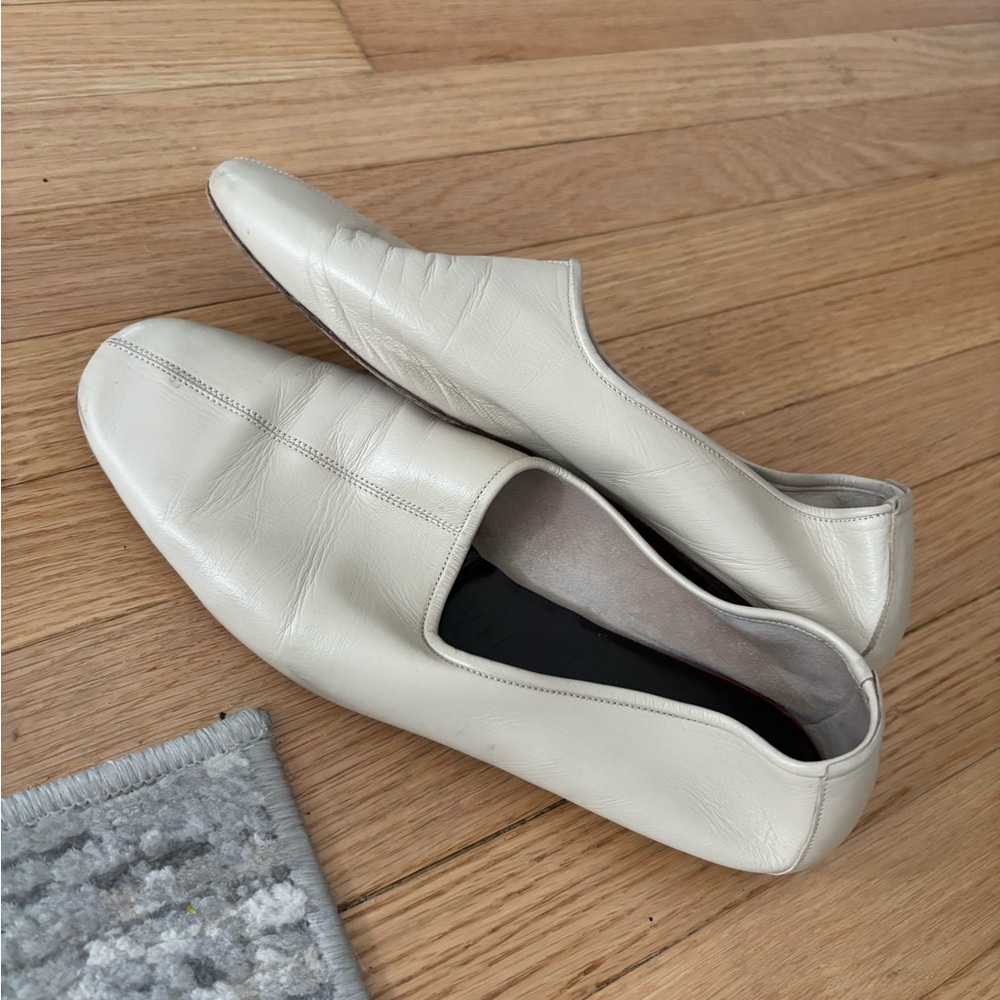 BY FAR - PRUDENCE - Cream Leather Slip-On Flats - Picture 10 of 10